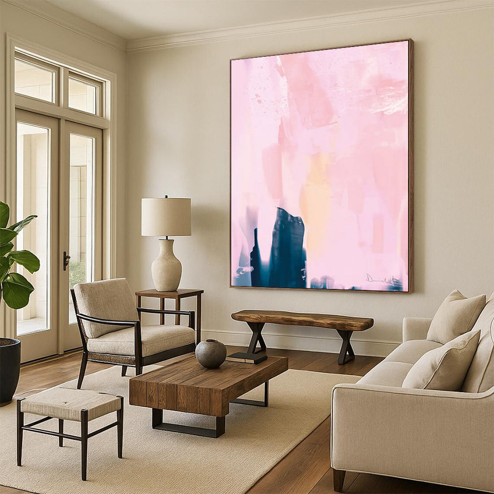 “Soft Pink Abstract Layers” - Abstract Expressionist Painting On Canvas DTP180