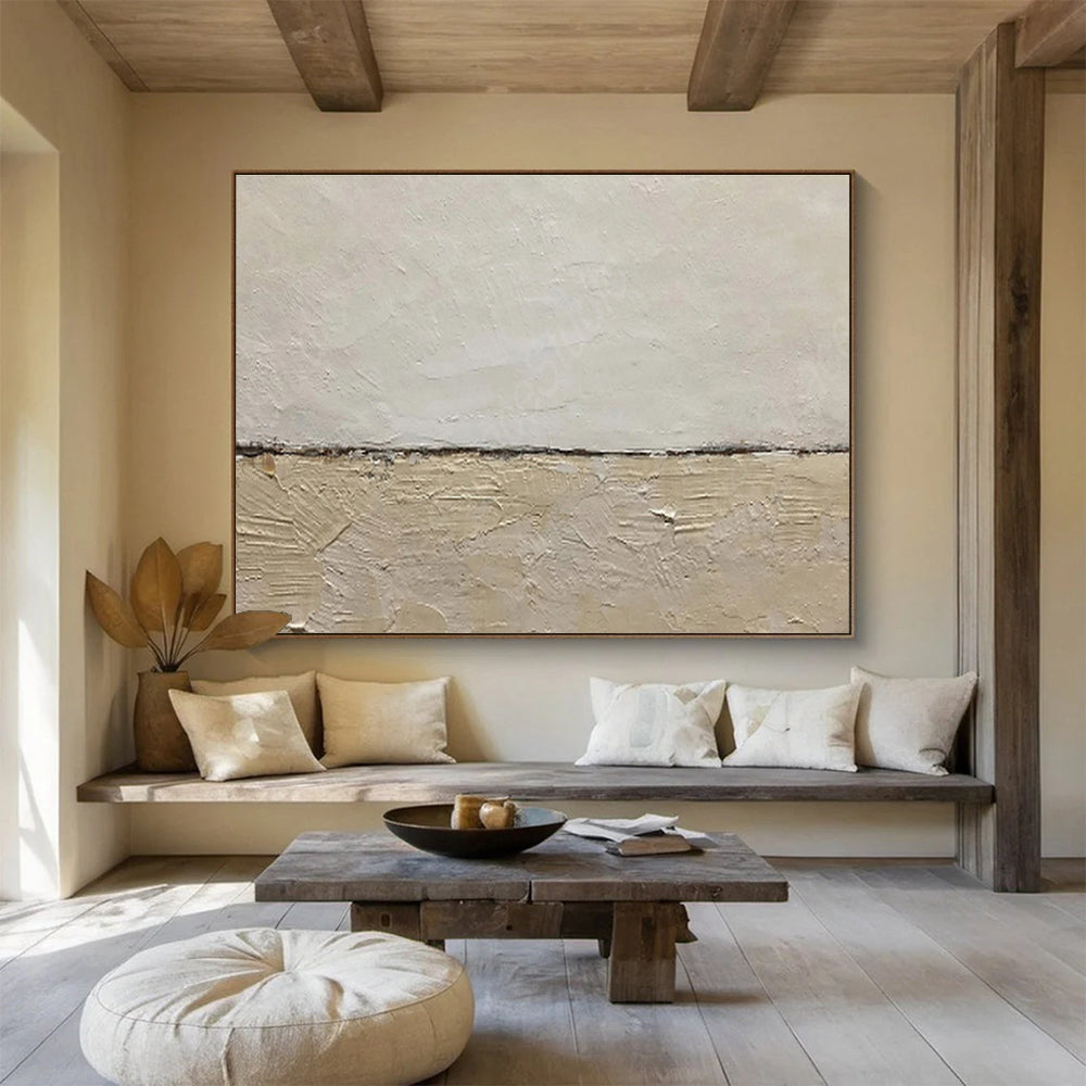 “Minimalist Textured Divide” Abstract Textured Painting On Canvas DKH452