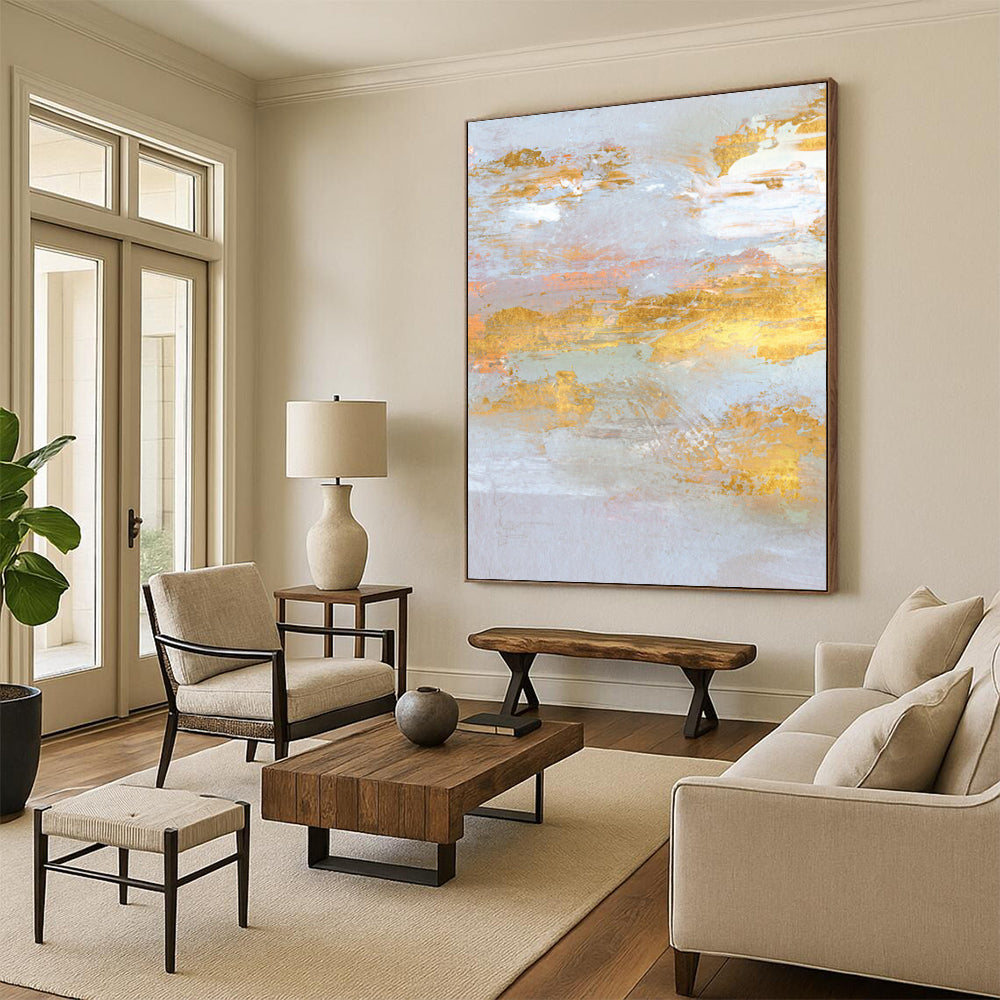 “Gold - Accented Abstract” - Abstract Expressionist Painting On Canvas DTP159