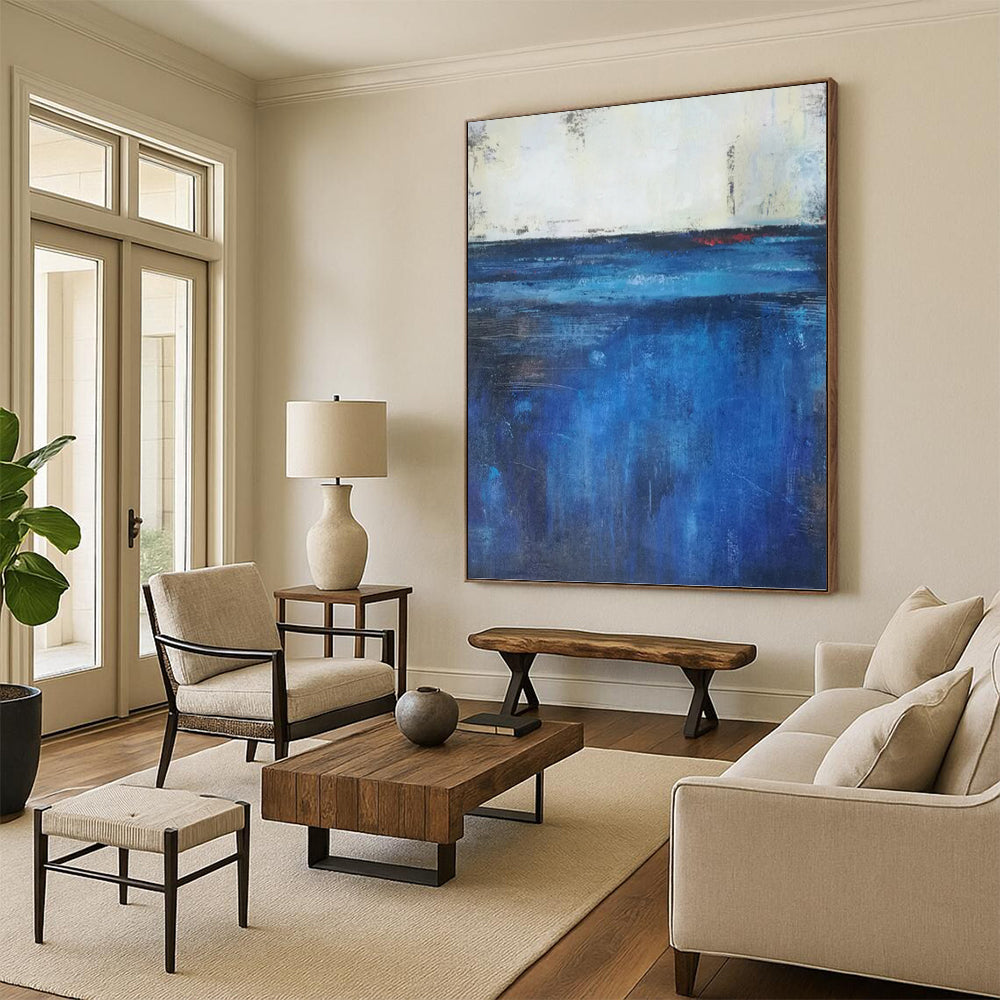 “Blue Calm” - Shades of Blue Abstract Landscape - Inspired Painting On Canvas DKH1567
