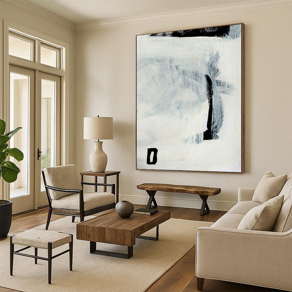 “Minimalist Gray and Black” - Gray and Black Abstract Painting On Canvas DTP204