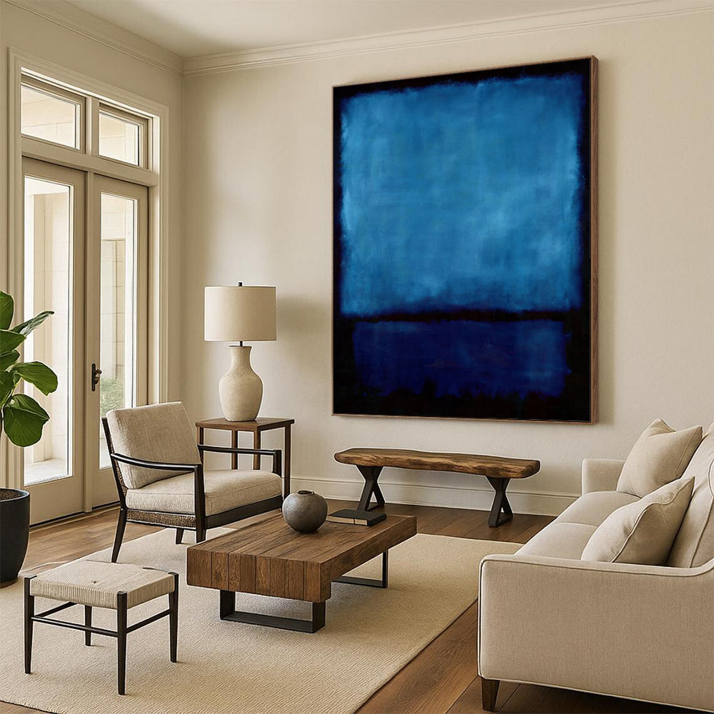 “Deep Blue on Black” - Rothko - Style Color Field Art CT1943