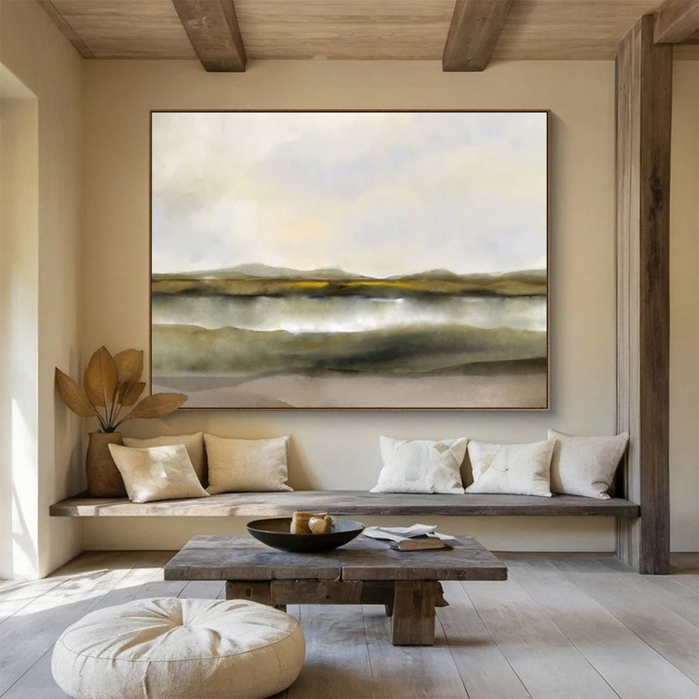“Neutral Tones: Subtle Landscape” Minimalist Landscape Painting On Canvas DKH356