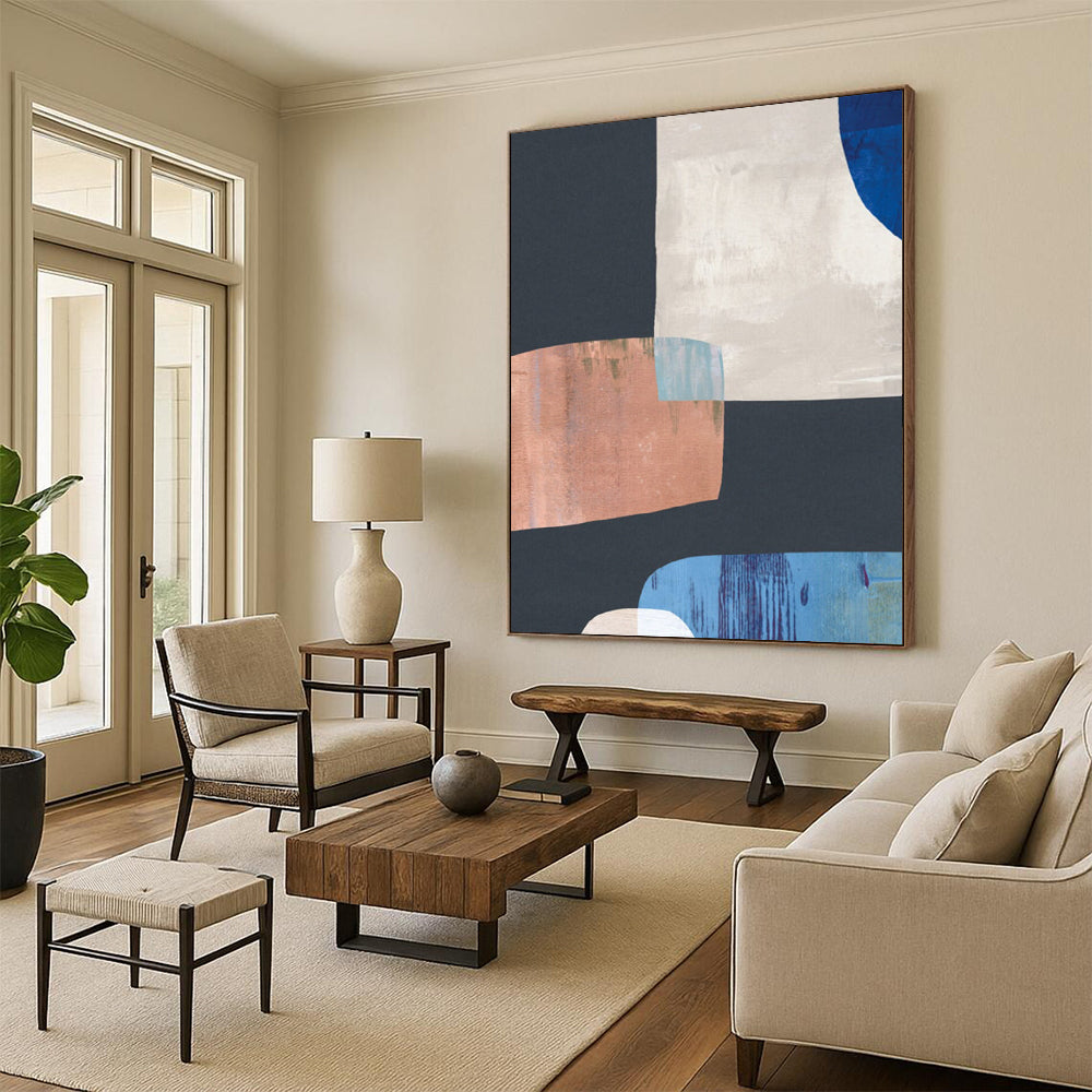 “Geometric Color Block Abstract” - Minimalist Geometric Abstract Painting On Canvas DTP200