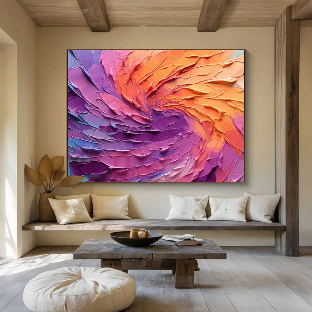 “Color - Swirled Abstract Feathers” - Dynamic Abstract Painting On Canvas DKH820