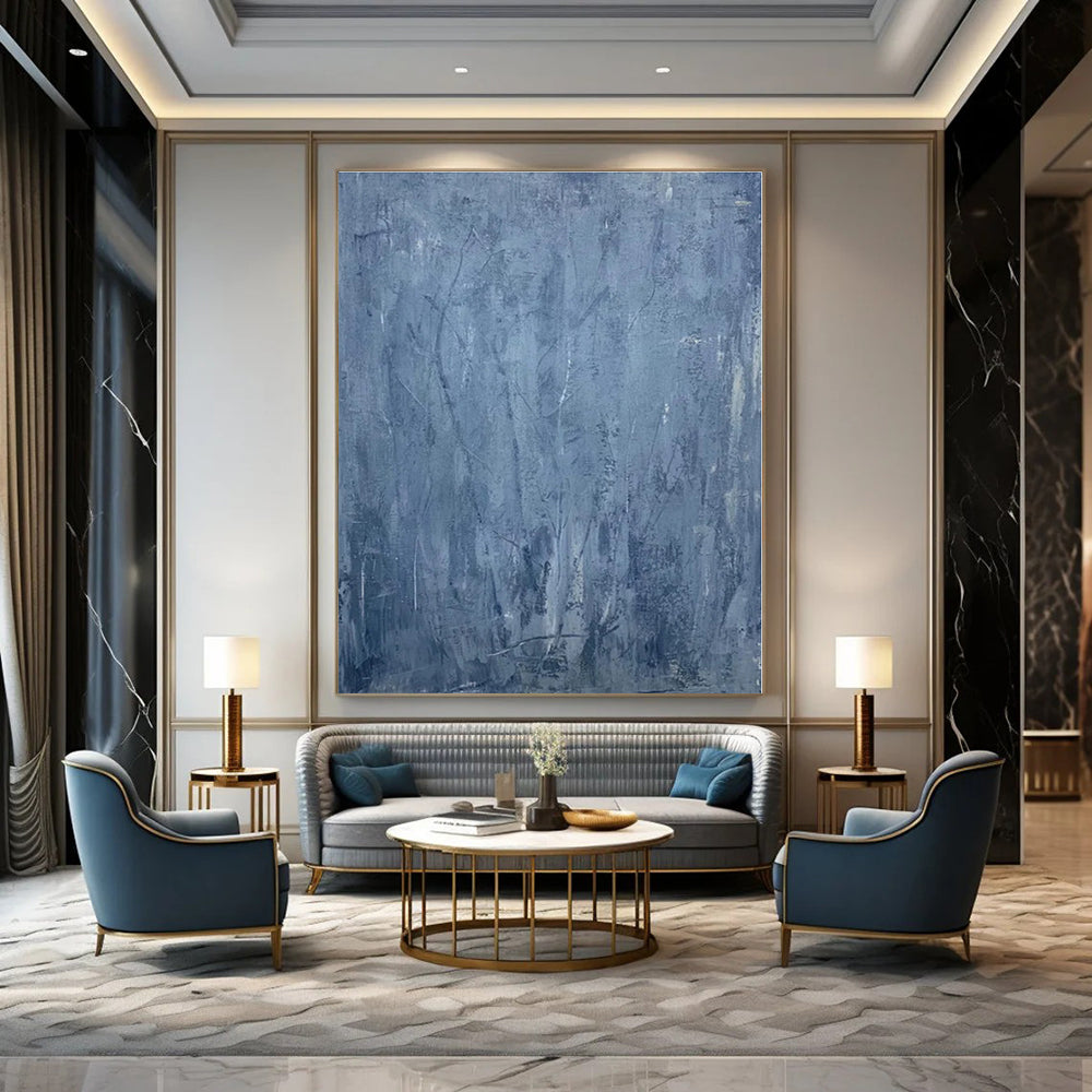 Muted Blue Textural Forest - Abstract Landscape Oil On Canvas CT1323