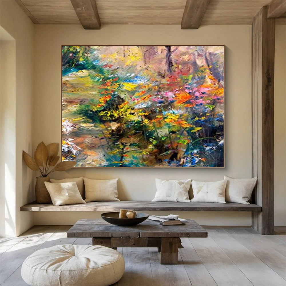 “Colorful Floral Garden” Impressionist Oil Painting On Canvas DKH364