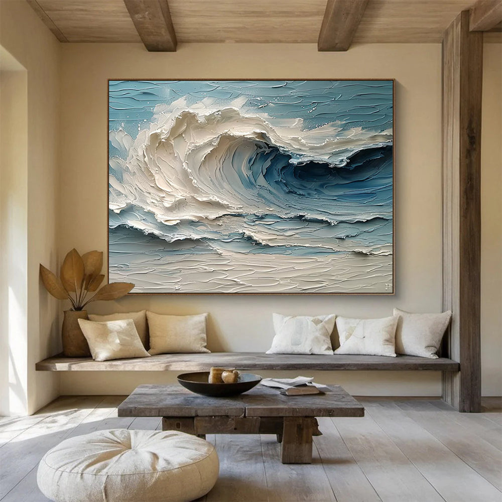 “Textured Ocean Wave” - Impasto Seascape Painting On Canvas DKH816