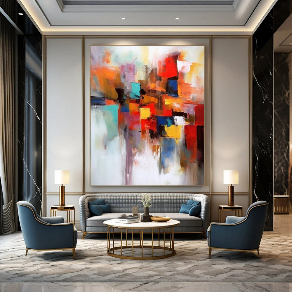 “Color - Blocked Abstract” ,Abstract Geometric Acrylic Art CT0925