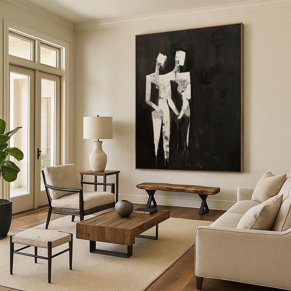 “Black and White Abstract Figures” - Cubist - Inspired Acrylic Art CT1934