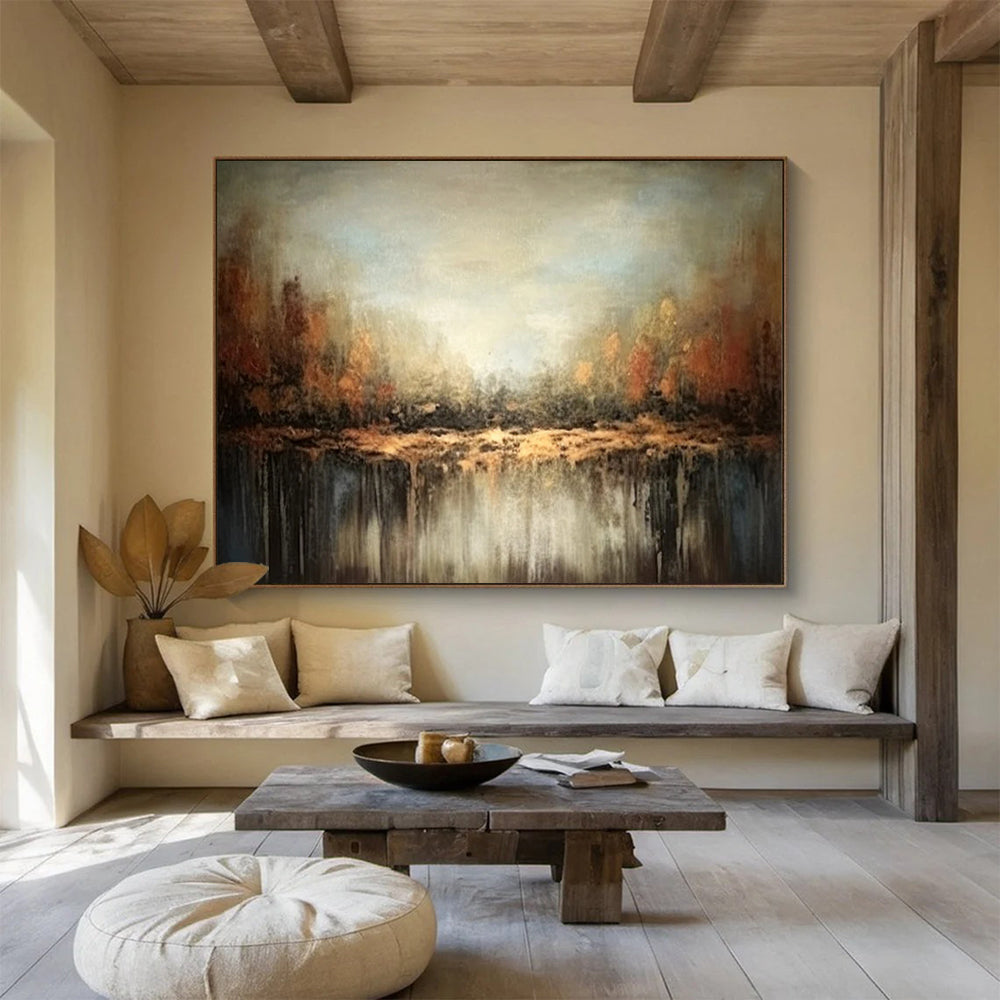 “Autumn Forest Reflection” Abstract Landscape Painting On Canvas DLZ060