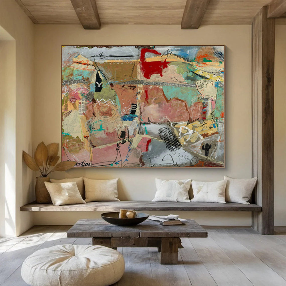 Mixed - Media Abstract Collage - Abstract Painting On Canvas DLZ243