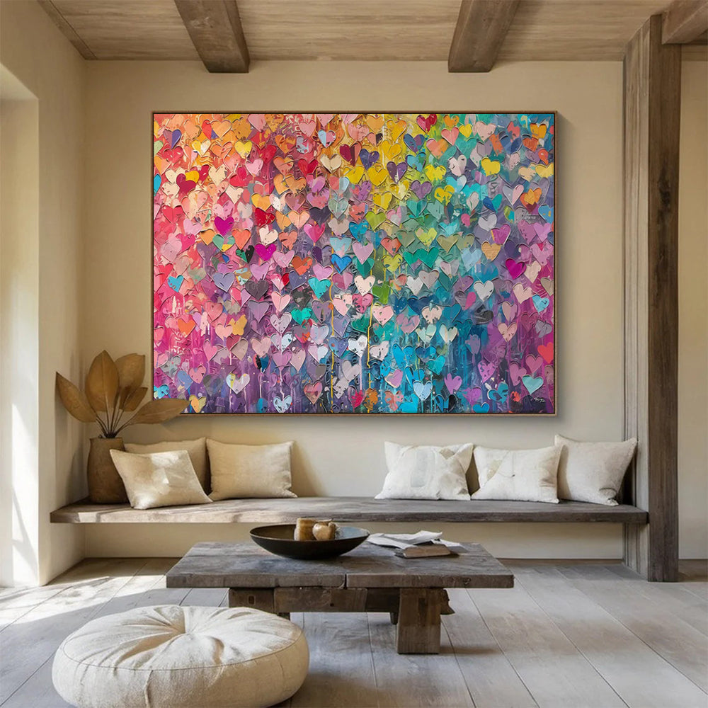 “Rainbow of Hearts” – Pop Art - Inspired Acrylic Painting CT1759
