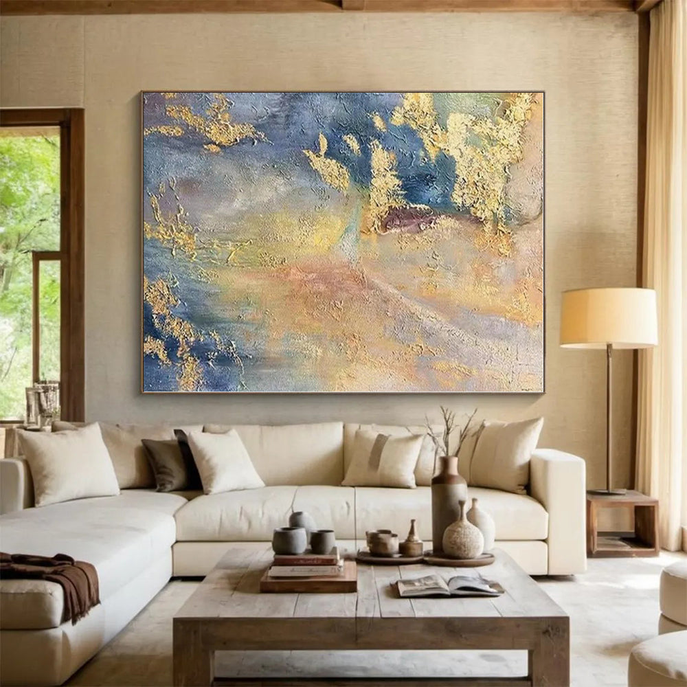 “Gold - Speckled Colorful Abstract”,Abstract Expressionist Acrylic Painting CT0582