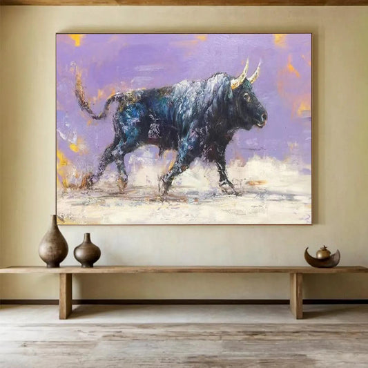 “Midnight Bull” – Expressionistic Animal Oil Painting CT1741