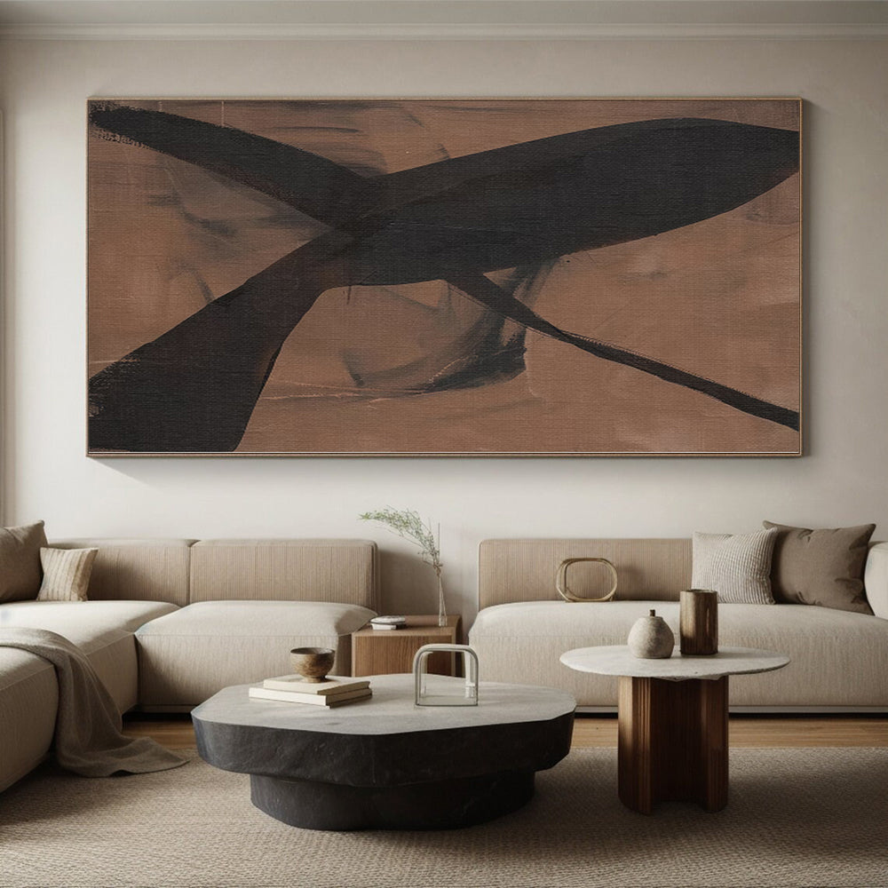 “Brown - Black Intertwined Forms” Abstract Acrylic Art CT0267
