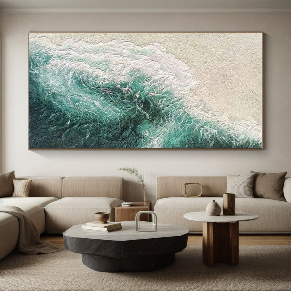“Textured Beach Aerial”,Abstract Coastal Impasto Painting CT0552