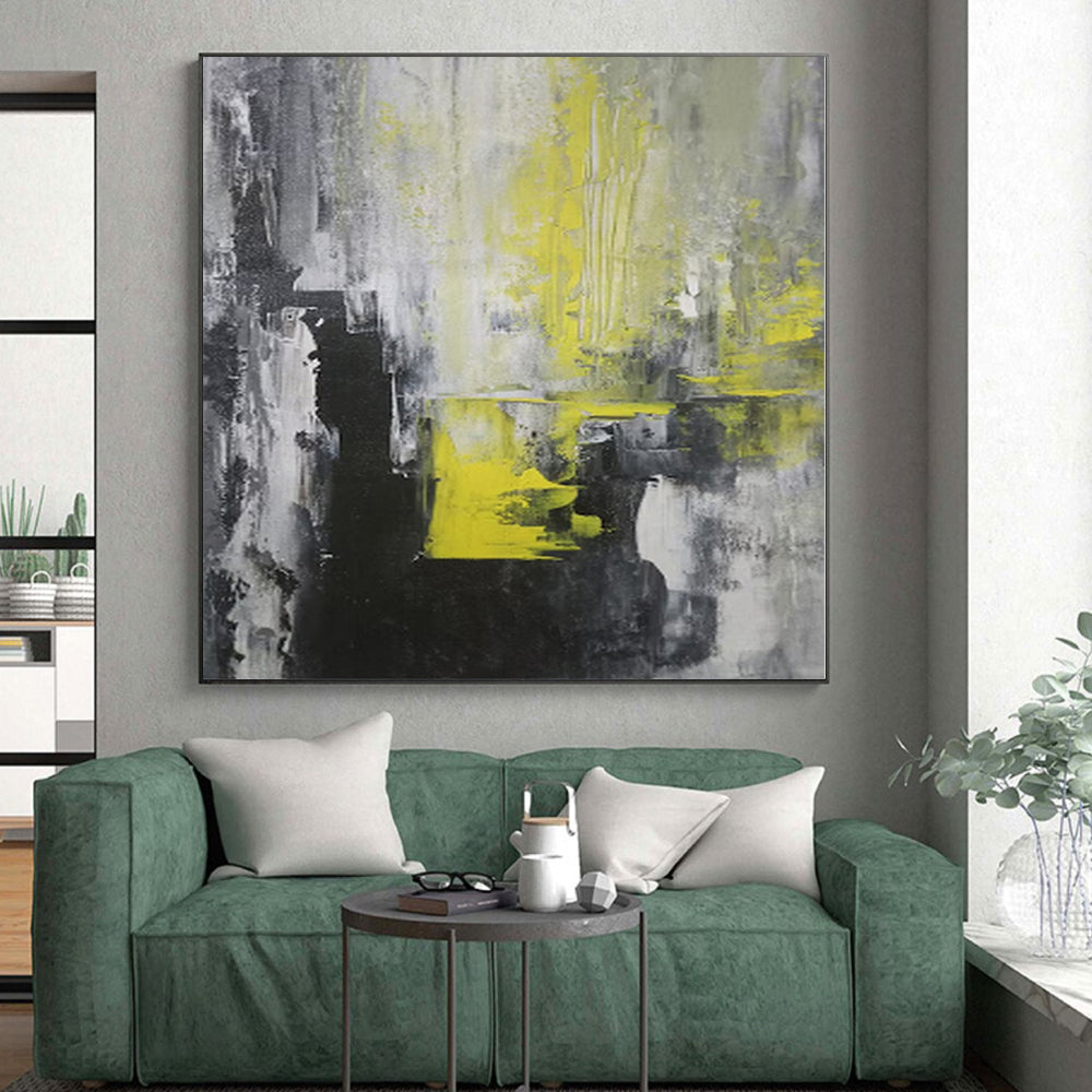 “Neon Urbanity” - Abstract Work with Gray, Yellow, Black, White CT0063