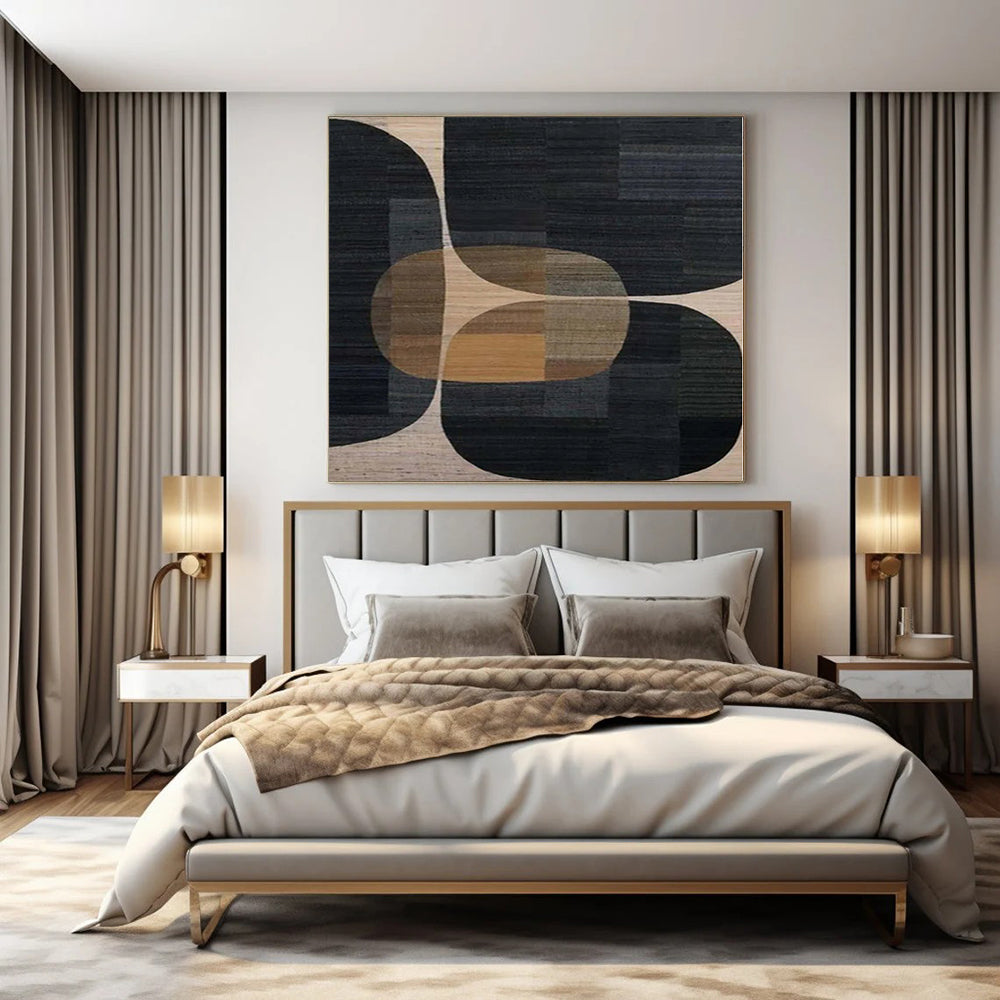 “Black - Brown - Beige Geometric” Acrylic Painting CT0162