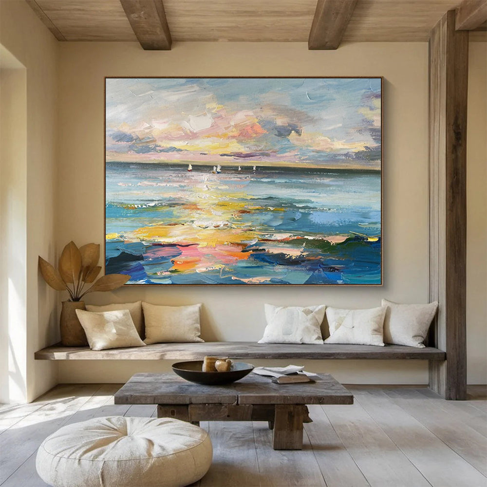 “Sailboats at Dusk” – Post - Impressionistic Seascape Oil Painting CT1738