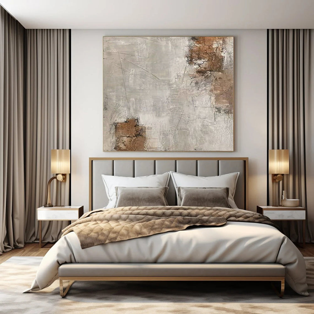 “Crackled Earth Tones” - Abstract Art with Gray, Brown, White CT0105
