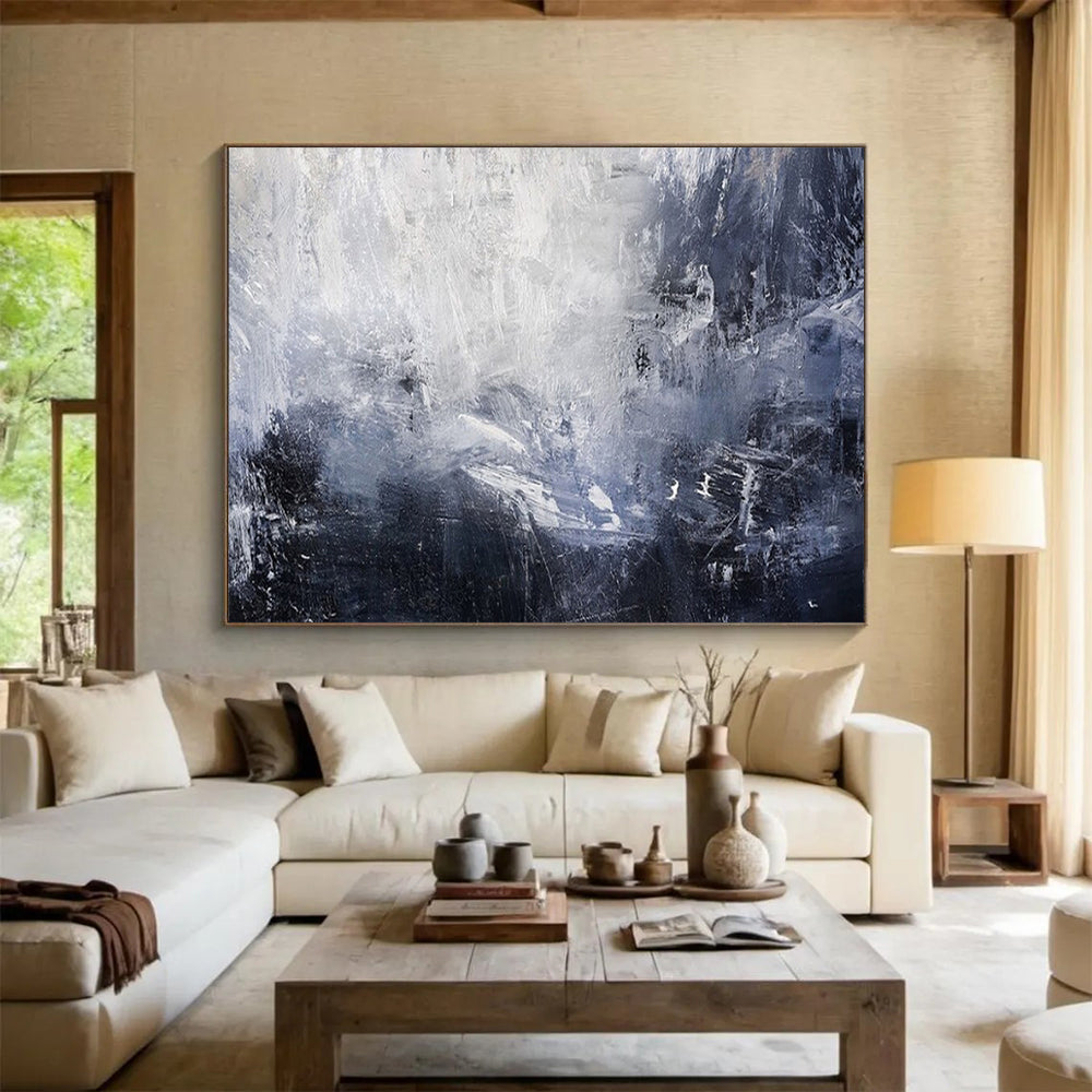 Monochromatic abstract painting with dynamic brushstrokes CT1671