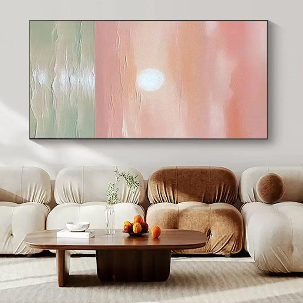 “Pink - Orange Sunset Over Sea” Landscape - Style Acrylic Art CT0184