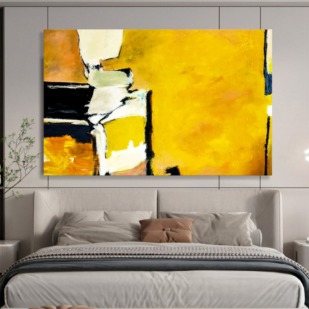 “Vibrant Yellow and Earthy Tones Abstraction” - Expressive Color - Block Oil Painting CT1806