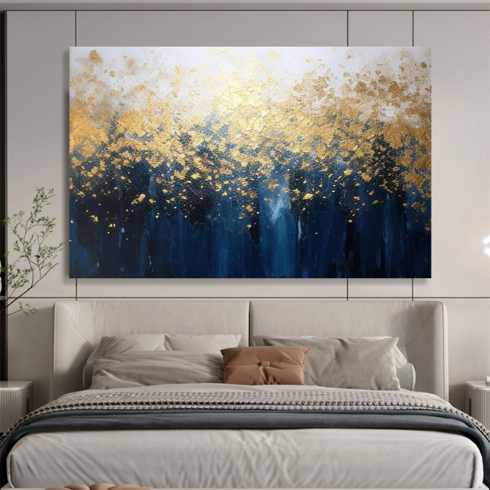“Golden - Leaf Forest” - A forest abstract in deep blue and gold CT1639
