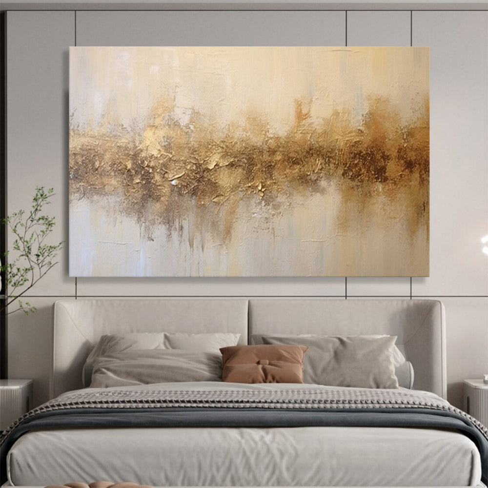 “Textured Gold Strip” - A horizontal strip of textured, metallic gold and brown hues on a light beige background CT1538