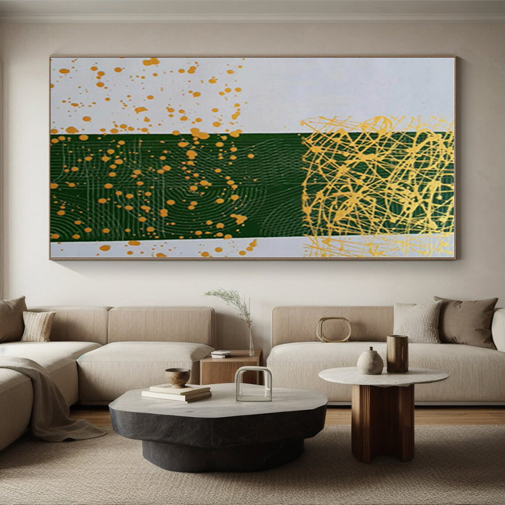 “Green - Yellow Linear Abstraction” - Abstract Minimalist Art CT0476