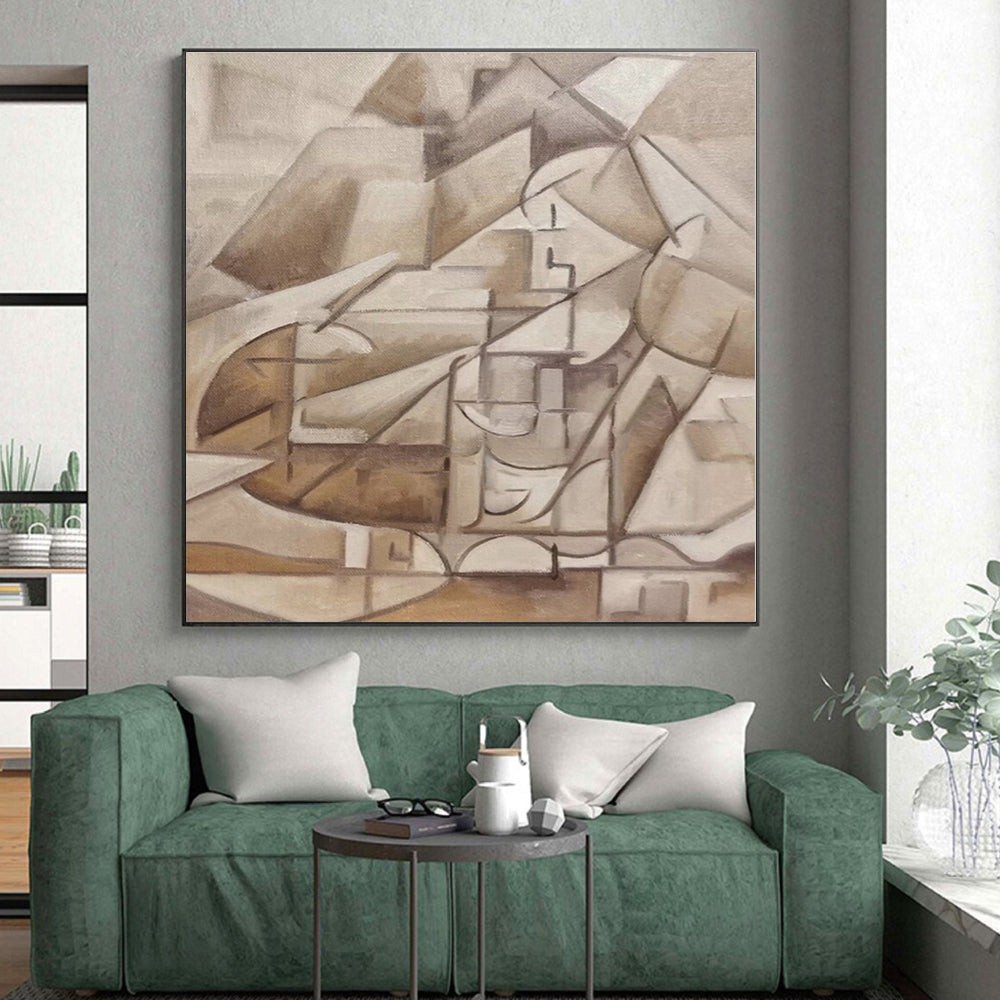 “Brown - Beige Cubist Abstraction” - Abstract Cubist - Style Work CT0400