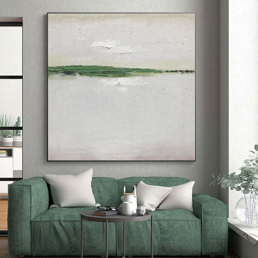 “Green - White Minimalist Abstraction” - Abstract Minimalist Art CT0492