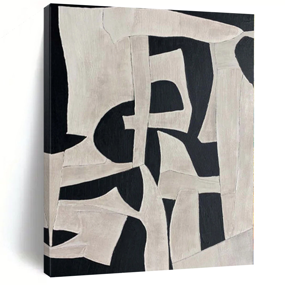 “Black - White Abstract Forms” Abstract Acrylic Painting CT0132