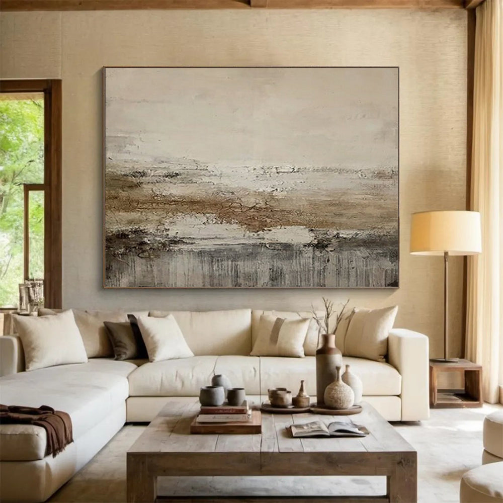 “Neutral Textured Horizon” - Beiges, browns, grays; subtle, layered - texture abstraction CT1628