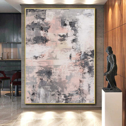“Muted Urbanity” - Abstract Work with Gray, Pink, White, Black CT0051