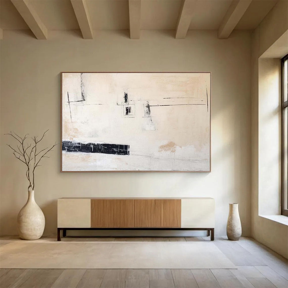 “Minimalist Echoes” - Soft beiges, blacks, whites; sparse, evocative lines and shapes CT1493