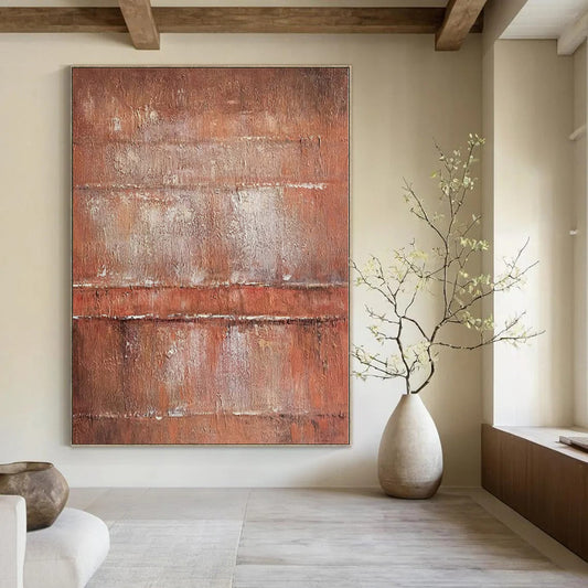 “Rust - Brown Textured Layers” Minimalist Acrylic Art CT0214