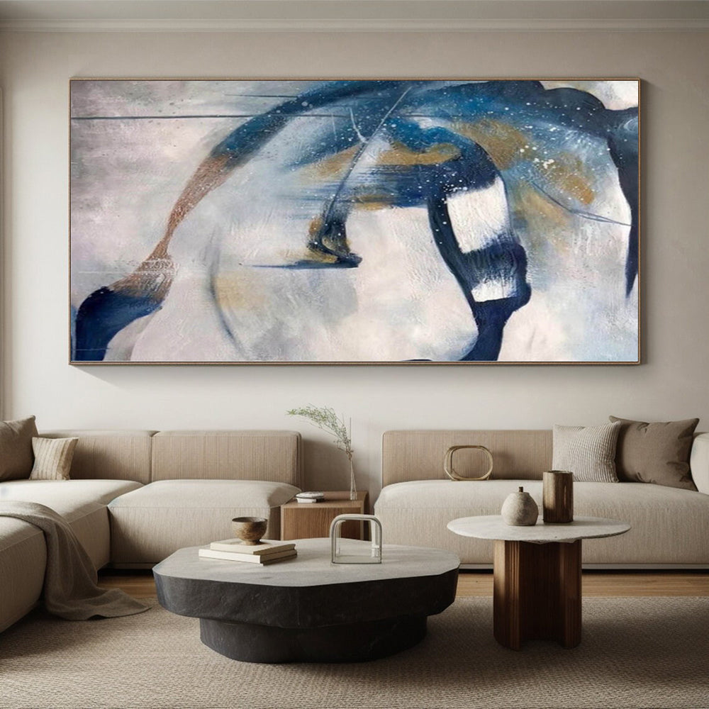 “Swirling Blue - Gold Abstract Flows” Abstract Acrylic Art CT0312