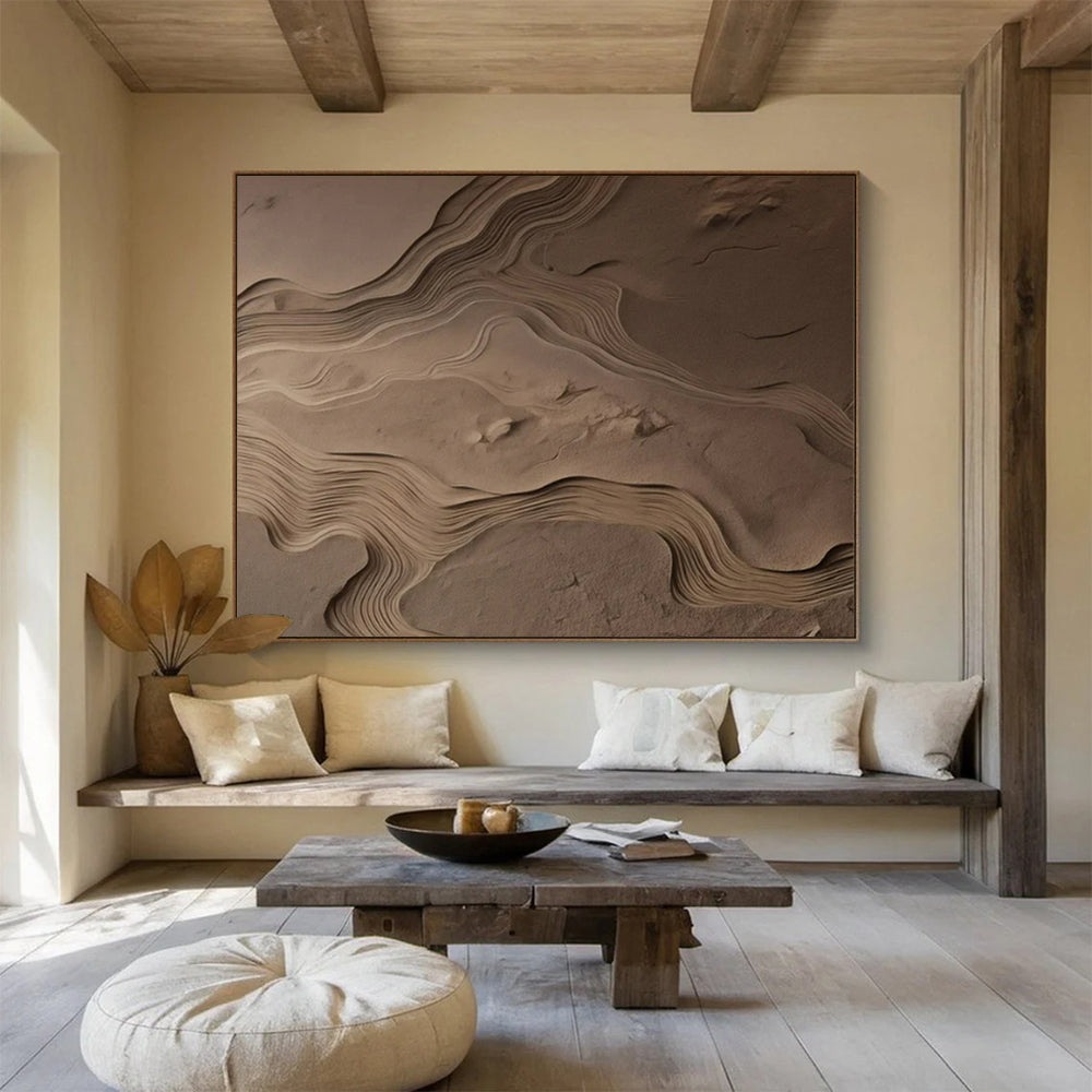 “Sand Dune Waves” - Beige, brown; intricate, flowing sand - like patterns CT1570