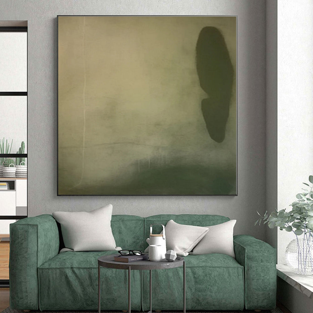 “Subtle Green and Beige Abstract”,Abstract Minimalist Oil Painting CT0577