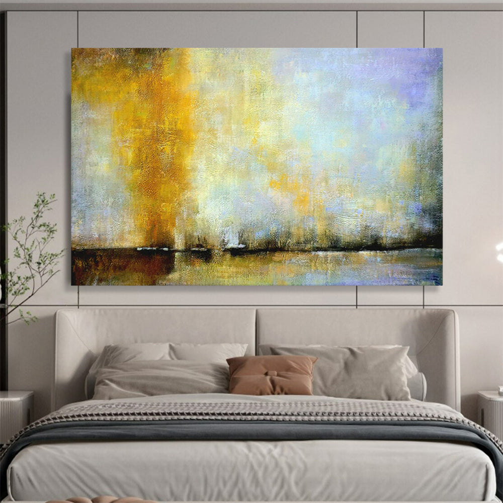 “Golden - Blue Misty Waterscape” - Gold, yellow, blue, purple; hazy sky - water blend CT1586