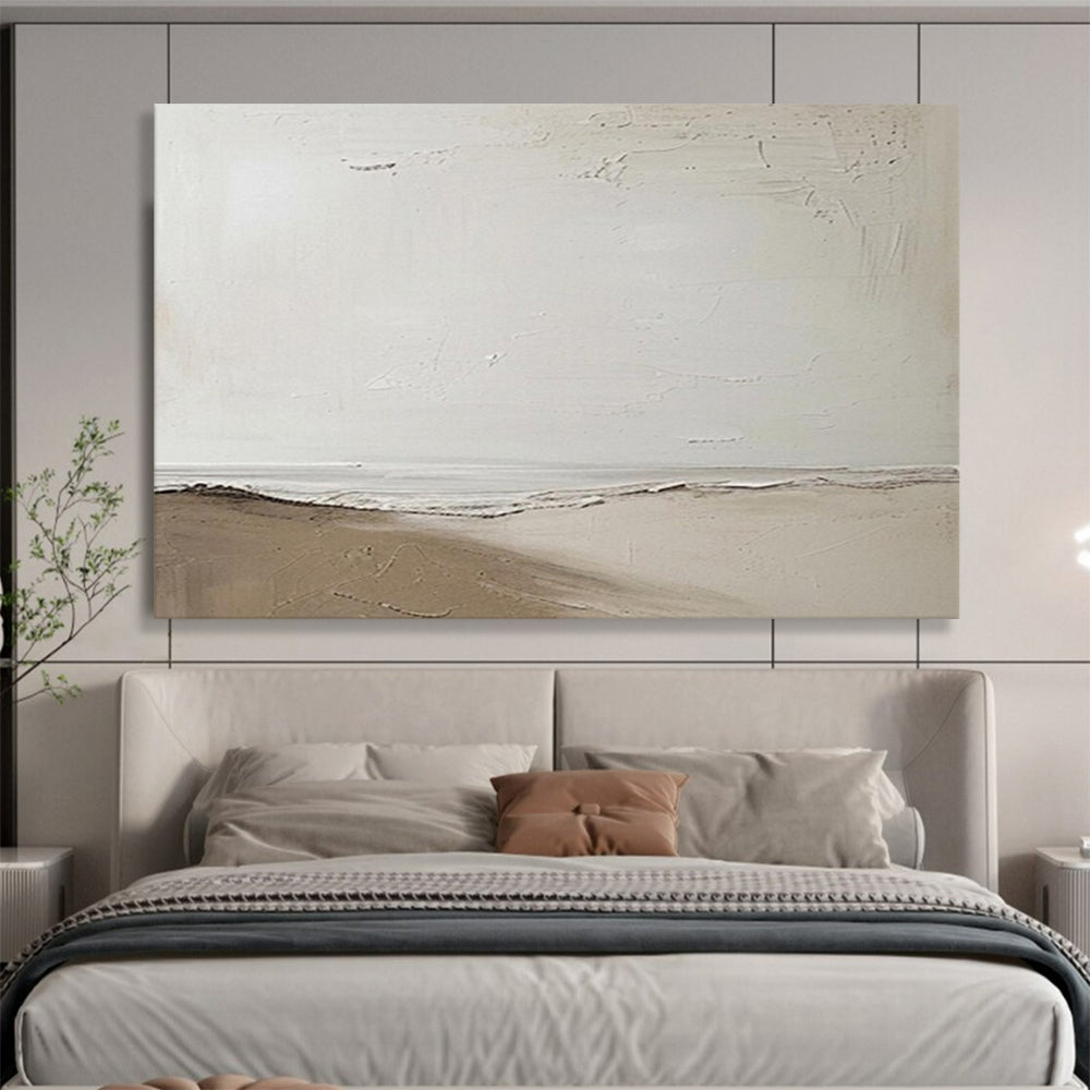 Minimalist abstract landscape in white and brown CT1658