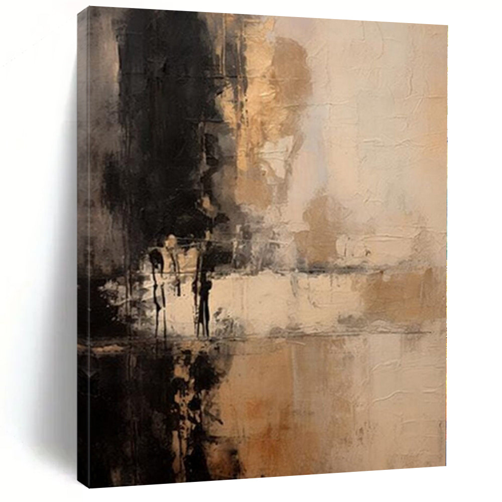 “Black - Brown - Beige Textured Abstraction” Abstract Acrylic Art CT0252