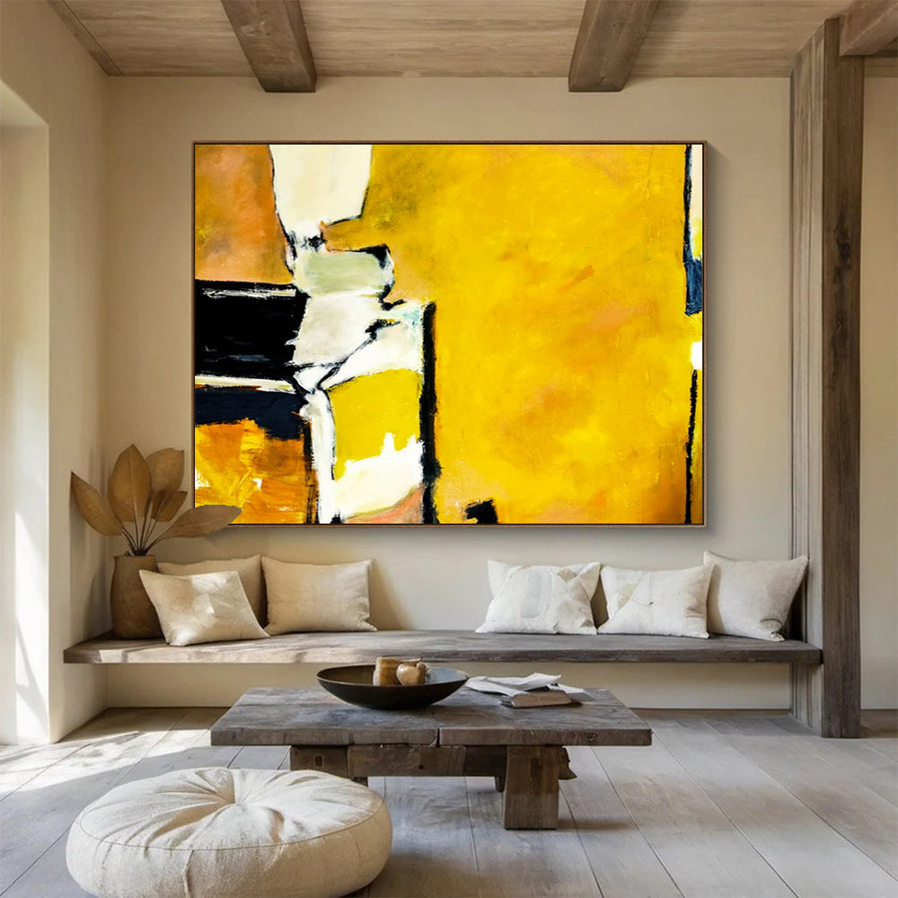 “Vibrant Yellow and Earthy Tones Abstraction” - Expressive Color - Block Oil Painting CT1806