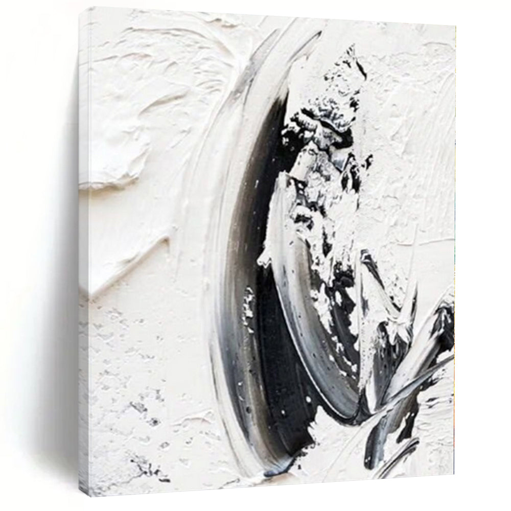“Black - White Textured Strokes” Impasto Acrylic Art CT0242