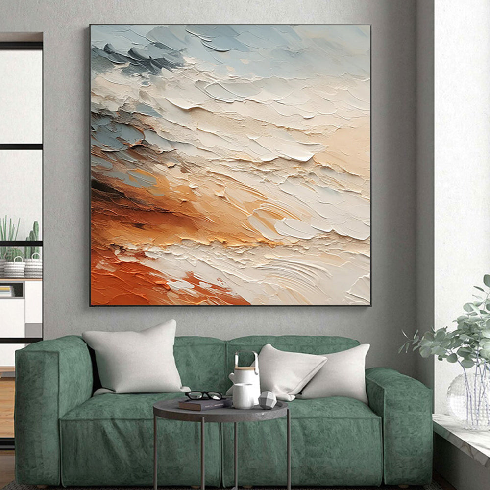 “Earth Tone Textures” - Abstract Painting with Gray, Beige, Orange, Brown CT0080