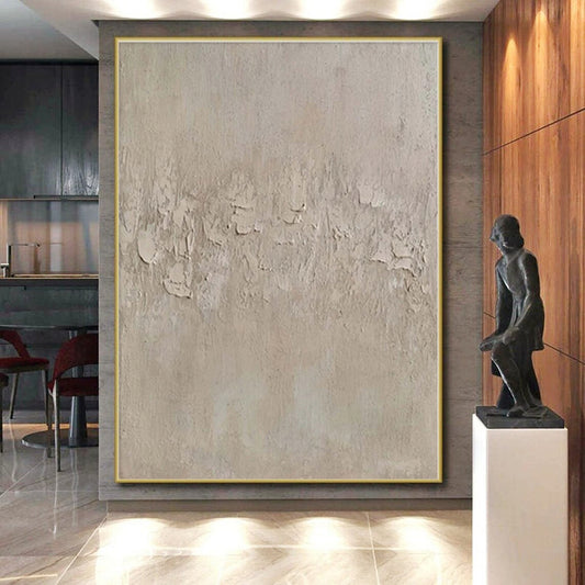 “Minimalist Beige Textured Canvas”,Abstract Textural Oil Painting CT0579