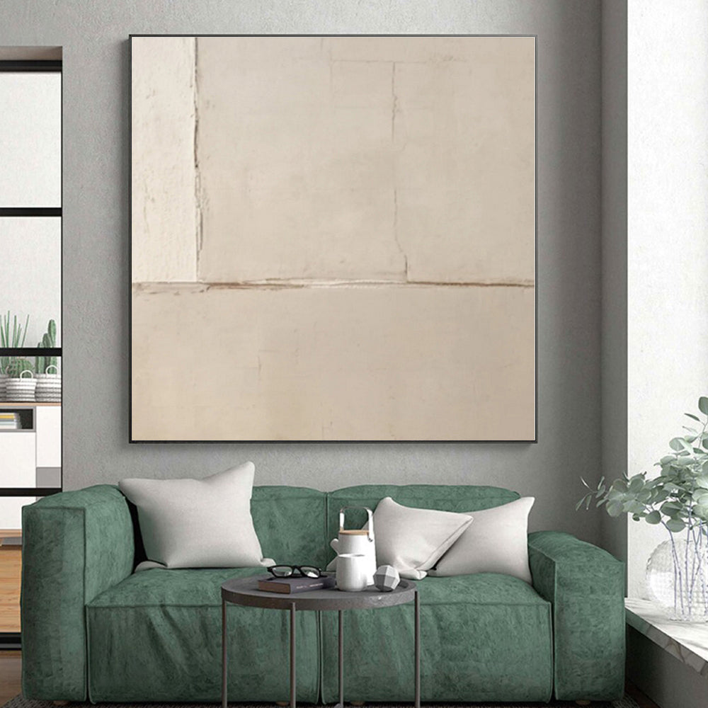 “Subtle Beige Textures”,Abstract Minimalist Mixed - Media Work CT0538