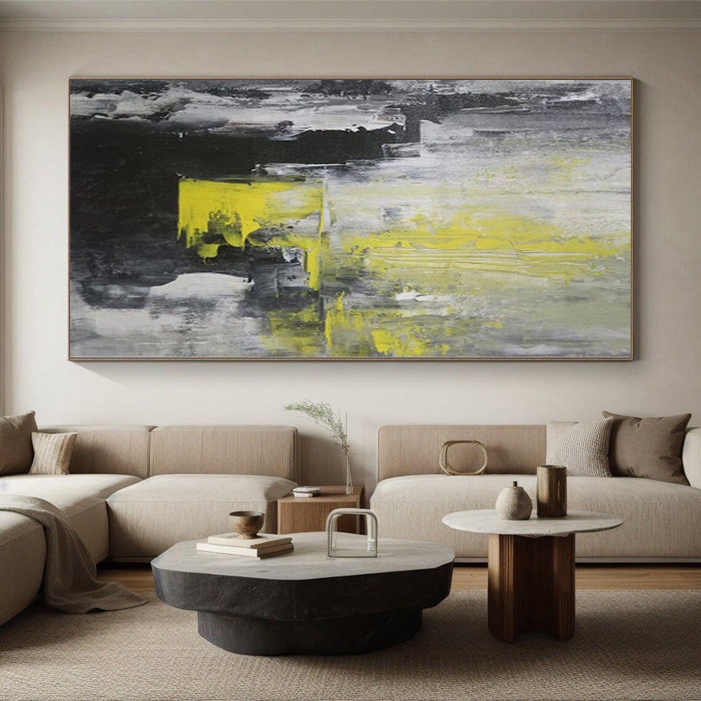 “Neon Urbanity” - Abstract Work with Gray, Yellow, Black, White CT0063